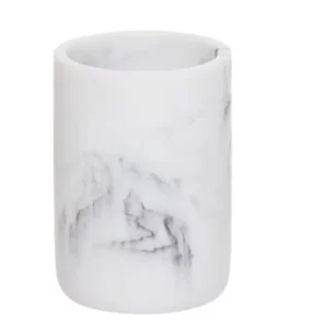 Zeo Living Zahnputzbecher Marmoroptik weiß